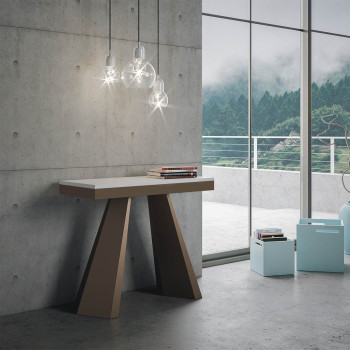 Consola Diamante Evolution con patas y estructura de oso - Consola extensible 90x40/300 cm Diamante Evolution estructura de roble natural y patas de oso