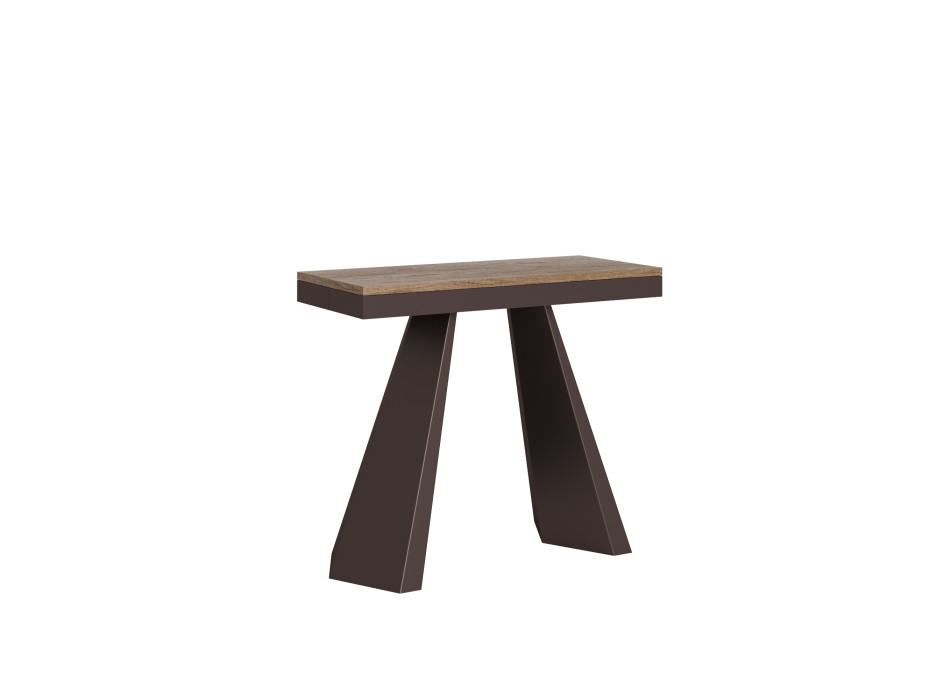 Consola Diamante Evolution con patas y estructura de oso - Consola extensible 90x40/300 cm Diamante Evolution estructura de roble natural y patas de oso