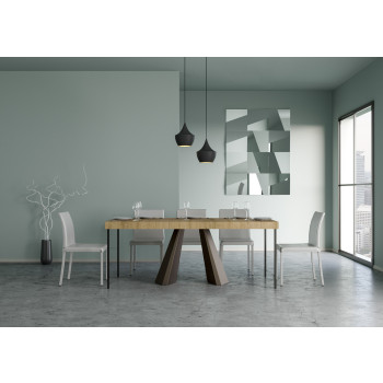 Consola Diamante con patas de oso - Consola extensible 90x40/196 cm Diamante Small Premium roble natural con estructura de oso