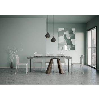 Consola Diamante con patas de oso - Consola extensible 90x40/300 cm Fresno blanco Diamante con estructura de oso