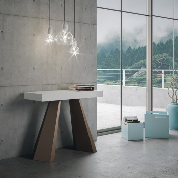 Consola Diamante con patas de oso - Consola extensible 90x40/300 cm Fresno blanco Diamante con estructura de oso