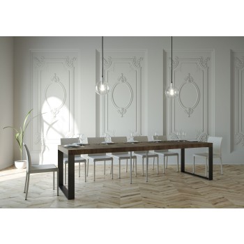 Consola Elettra con estructura antracita - Consola extensible 90x40/300 cm Elettra Premium Roble Natural con estructura antracita