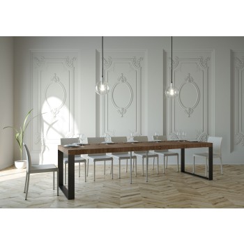 Consola Elettra con estructura antracita - Consola extensible 90x40/300 cm Elettra Premium Roble Natural con estructura antracita