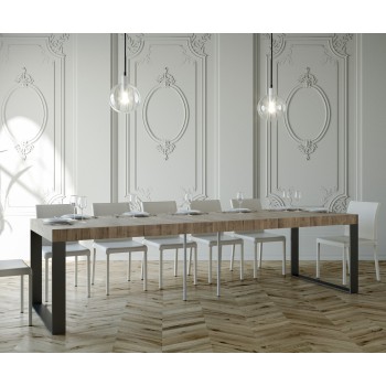 Consola Elettra con estructura antracita - Consola extensible 90x40/300 cm Elettra Premium Roble Natural con estructura antracita