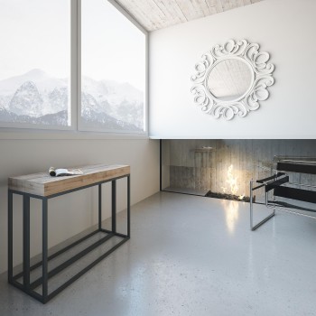 Consola Epoca con estructura antracita - Consola extensible 90x40/196 cm Epoca Pequeña Roble Natural con estructura antracita