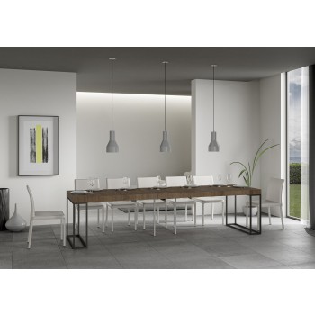 Consola Epoca con estructura antracita - Consola extensible 90x40/300 cm Epoca Premium Roble Natural con estructura antracita