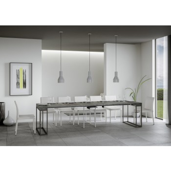 Consola Epoca con estructura antracita - Consola extensible 90x40/300 cm Epoca Roble Nature con estructura antracita