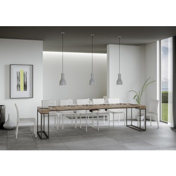 Consola Epoca con estructura antracita - Consola extensible 90x40/300 cm Epoca Roble Nature con estructura antracita