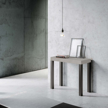 Consola Everyday con patas antracita - Consola extensible Everyday Small 90x40/196 cm con patas de fresno blanco y antracita