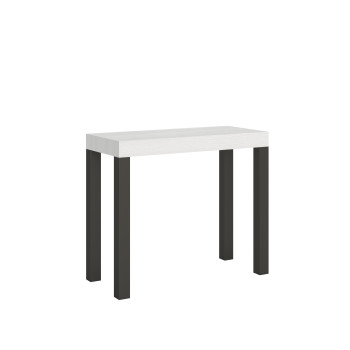 Consola Everyday con patas antracita - Consola extensible Everyday Small 90x40/196 cm con patas de fresno blanco y antracita