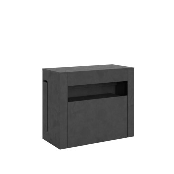 Consola Evolve con banco inferior - Consola extensible 90x42/302 cm Evolve fresno blanco con extensiones interiores y banco inferior