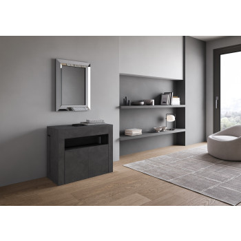 Consola Evolve con banco inferior - Consola extensible 90x42/302 cm Evolve fresno blanco con extensiones interiores y banco inferior