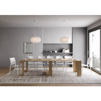 Consola Evolve - Consola extensible 90x42/302 cm Evolve blanco fresno con extensiones internas