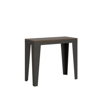 Consola Flame Evolution con patas y estructura antracita - Consola extensible Flame Small Evolution 90x40/196 cm con estructura de fresno blanco y patas antracita