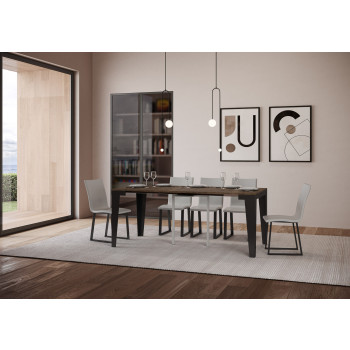 Consola Flame Evolution con patas y estructura antracita - Consola extensible Flame Small Evolution 90x40/196 cm con estructura de fresno blanco y patas antracita