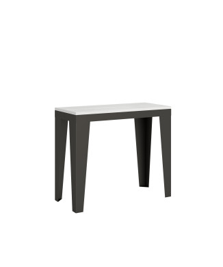 Consola Flame Evolution con patas y estructura antracita - Consola extensible Flame Small Evolution 90x40/196 cm con estructura de fresno blanco y patas antracita