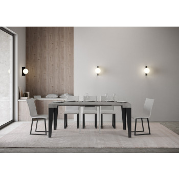 Consola Flame con patas antracita - Flame Mesa consola extensible pequeña 90x40/196 cm con patas de fresno blanco y antracita