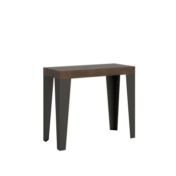 Consola Flame con patas antracita - Flame Consola pequeña extensible 90x40/196 cm con patas de fresno blanco y antracita