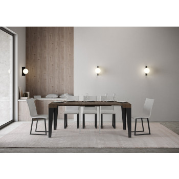 Consola Flame con patas antracita - Flame Consola pequeña extensible 90x40/196 cm con patas de fresno blanco y antracita