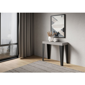 Consola Flame con patas antracita - Flame Mesa consola extensible pequeña 90x40/196 cm con patas de fresno blanco y antracita