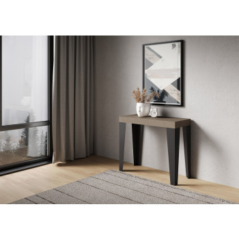 Consola Flame con patas antracita - Flame Consola pequeña extensible 90x40/196 cm con patas de fresno blanco y antracita