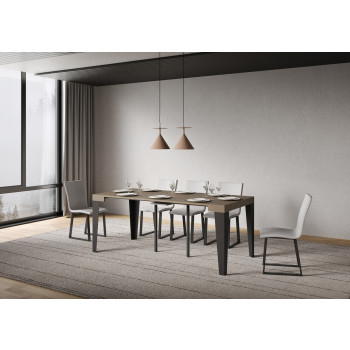 Consola Flame con patas antracita - Flame Mesa consola extensible pequeña 90x40/196 cm con patas de fresno blanco y antracita