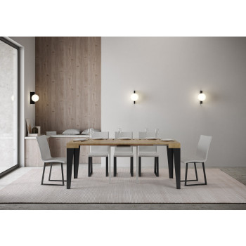 Consola Flame con patas antracita - Flame Consola pequeña extensible 90x40/196 cm con patas de fresno blanco y antracita