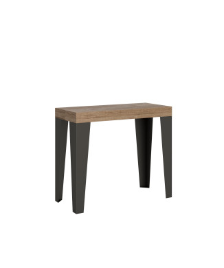 Consola Flame con patas antracita - Consola extensible 90x40/196 cm Flame Small Premium roble natural con patas antracita