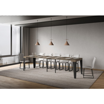 Consola Flame con patas antracita - 90x40/300 cm Consola extensible Flame de madera de fresno blanco y patas antracita