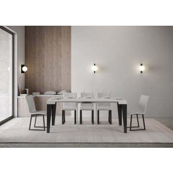 Consola Flame con patas antracita - 90x40/300 cm Consola extensible Flame con patas de fresno blanco y antracita