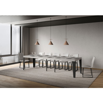 Consola Flame con patas antracita - Consola extensible Flame Premium 90x40/300 cm con madera de fresno blanco y patas antracita