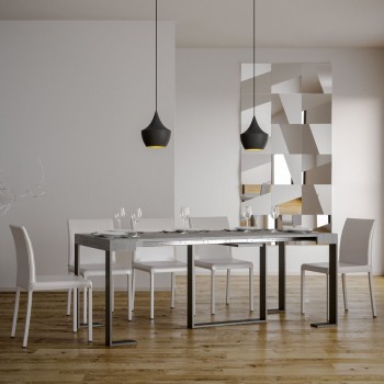 Consola Futura con estructura antracita - Consola extensible 90x40/196 cm Futura Pequeña Fresno Blanco con estructura antracita