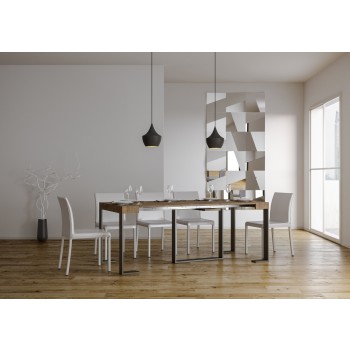 Consola Futura con estructura antracita - Consola extensible 90x40/196 cm Futura Pequeña Fresno Blanco con estructura antracita
