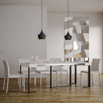 Consola Futura con estructura antracita - Consola extensible 90x40/196 cm Futura Pequeña Fresno Blanco con estructura antracita