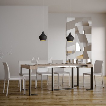 Consola Futura con estructura antracita - Consola extensible 90x40/196 cm Futura Pequeña Fresno Blanco con estructura antracita