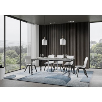 Consola Ghibli Evolution con estructura antracita - Consola extensible 90x40/196 cm Ghibli Small Evolution Fresno Blanco con estructura antracita