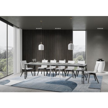 Consola Ghibli Evolution con estructura antracita - Consola extensible 90x40/300 cm Ghibli Evolution Fresno Blanco con estructura antracita