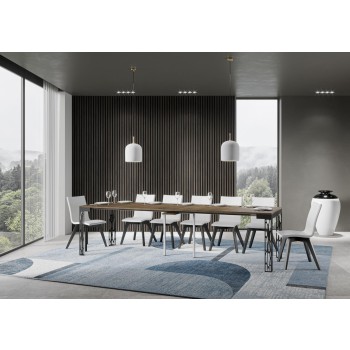 Consola Ghibli Evolution con estructura antracita - Consola extensible 90x40/300 cm Ghibli Evolution Fresno Blanco con estructura antracita