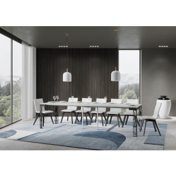 Consola Ghibli Evolution con estructura antracita - Consola extensible 90x40/300 cm Ghibli Evolution Fresno Blanco con estructura antracita