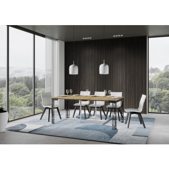 Consola Ghibli Evolution con estructura antracita - Consola extensible 90x40/300 cm Ghibli Evolution Fresno Blanco con estructura antracita