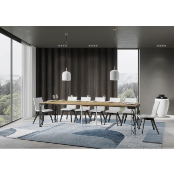 Consola Ghibli Evolution con estructura antracita - Consola extensible 90x40/300 cm Ghibli Evolution Fresno Blanco con estructura antracita