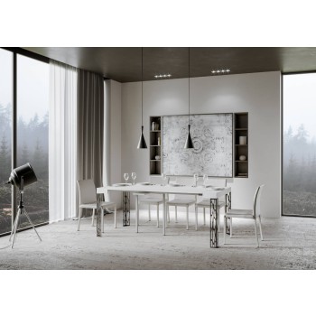 Consola Ghibli con estructura antracita - Consola extensible 90x40/196 cm Ghibli Small White Ash con estructura antracita