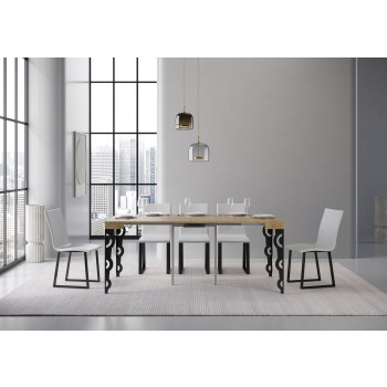 Consola Karamay con patas antracita - Consola Karamay pequeña extensible 90x40/196 cm con patas de fresno blanco y antracita