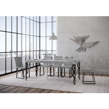 Consola Karamay Premium con patas antracita - Consola extensible Karamay Premium 90x40/300 cm con madera de fresno blanco y patas antracita