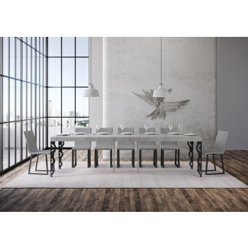 Consola Karamay Premium con patas antracita - Consola extensible Karamay Premium 90x40/300 cm con madera de fresno blanco y patas antracita