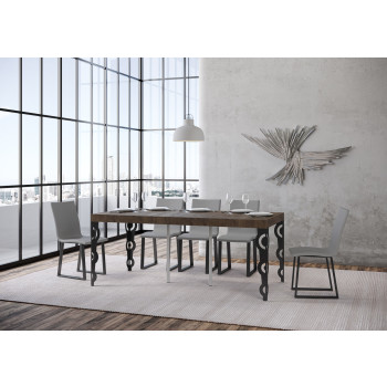 Consola Karamay Premium con patas antracita - Consola extensible Karamay Premium 90x40/300 cm con madera de fresno blanco y patas antracita