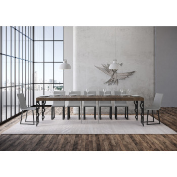 Consola Karamay Premium con patas antracita - Consola extensible Karamay Premium 90x40/300 cm con madera de fresno blanco y patas antracita