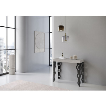 Consola Karamay Premium con patas antracita - Consola extensible Karamay Premium 90x40/300 cm con madera de fresno blanco y patas antracita