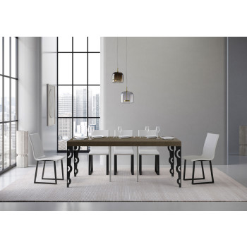 Consola Karamay Premium con patas antracita - Consola extensible Karamay Premium 90x40/300 cm, fresno blanco, patas antracita