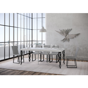 Consola Karamay Premium con patas antracita - Consola extensible Karamay Premium 90x40/300 cm con madera de fresno blanco y patas antracita